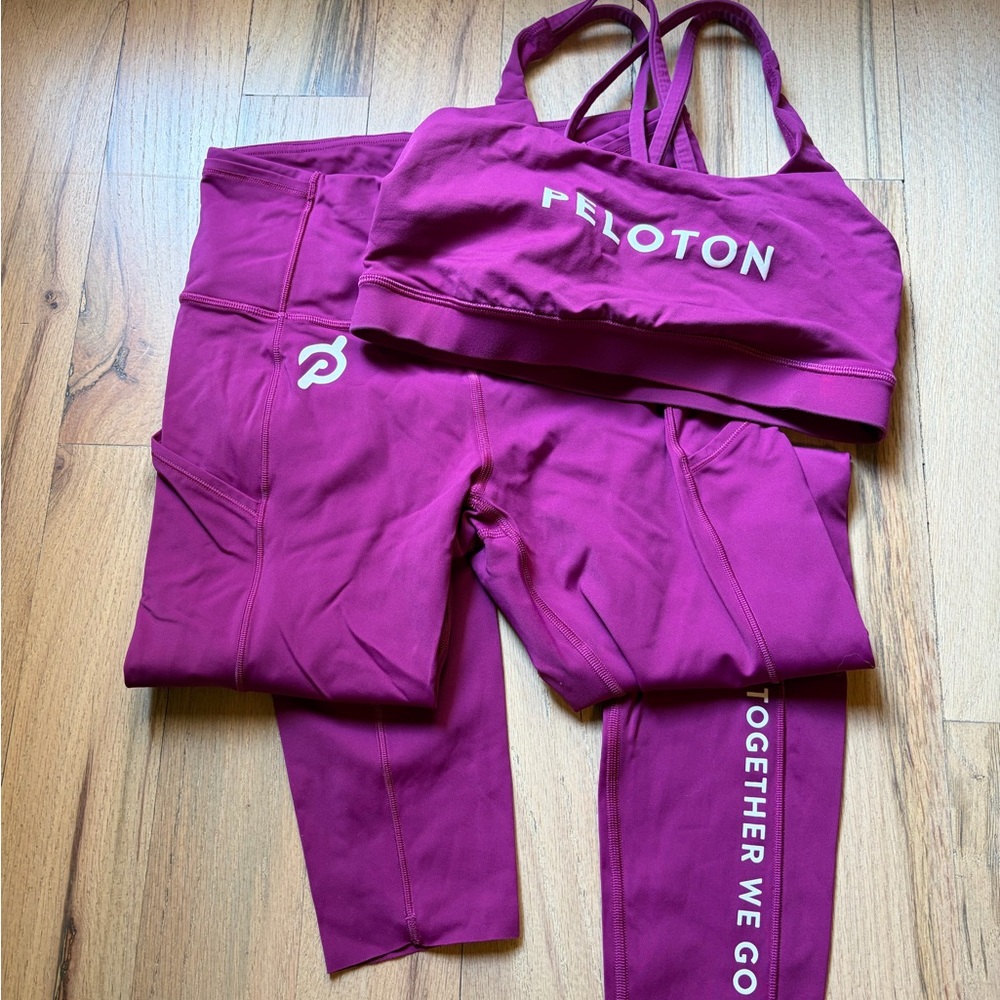 Lululemon x Peloton Fast and Free Magenta Legging + Matching Bra size 6